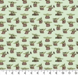 Baby Yoda Playful Poses cotton fabric 1 yd